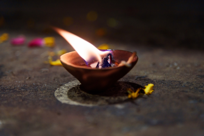 Ritual candle at Dashashwamedh Ghat. Varanasi. India